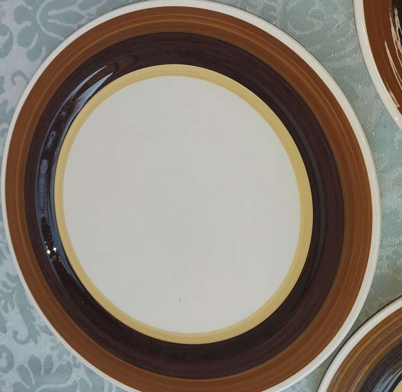 THREE NORITAKI CRAFTS STONE MAHOGANY PLATES SOLD AS IS