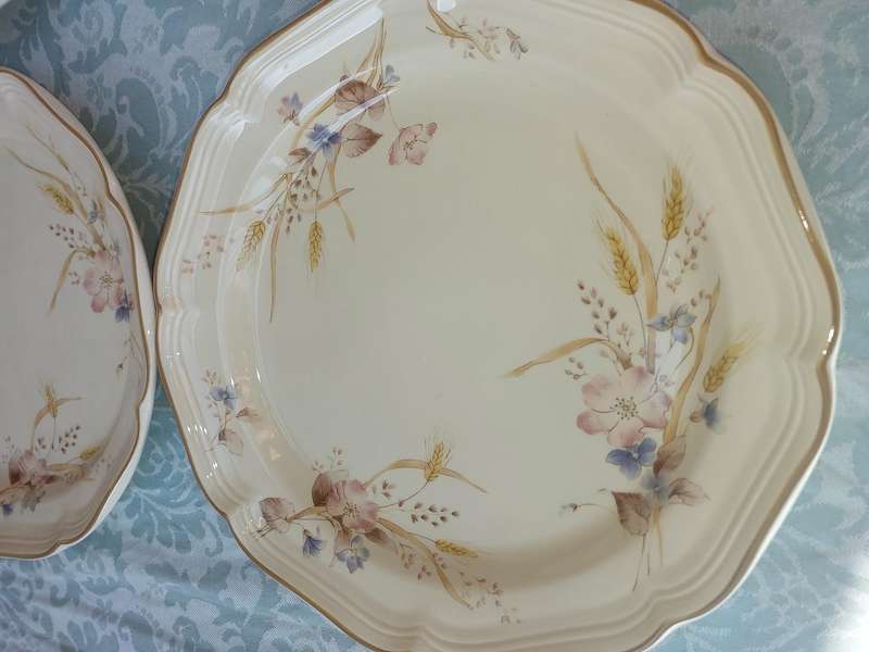A SET OF MIKASA HERITAGE GOLDEN SKY PLATES SOLD AS IS