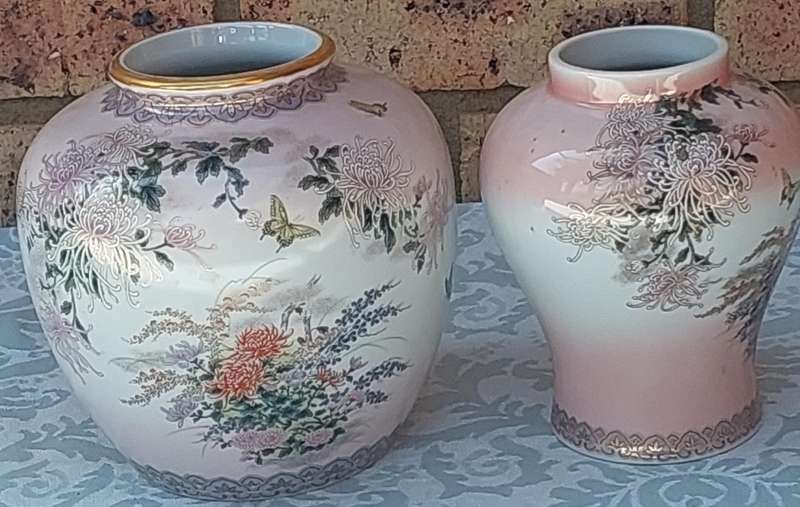 TWO RARE KYOTO GINGER JARS PORCELAIN SOLD AS IS