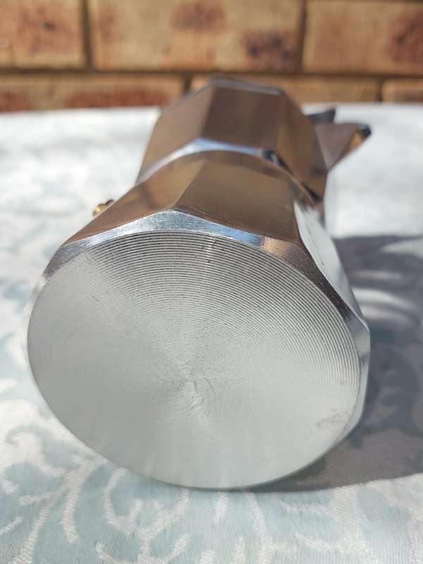 A VINTAGE ALUMINIUM ITALIAN EXPRESSO COFFEE MAKER SOLD AS IS