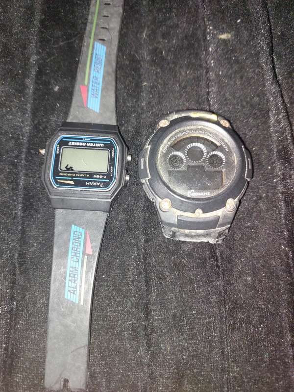 TWO DIGITAL WATCHES FOR SPARE PARTS OR PROJECT WATCHES SOLD AS IS