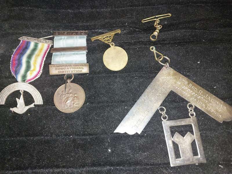 A VINTAGE COLLECTION MASONIC BADGES SOLD AS IS