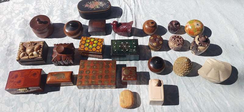 Rare Collection Trinkets Made of Wood and Brass