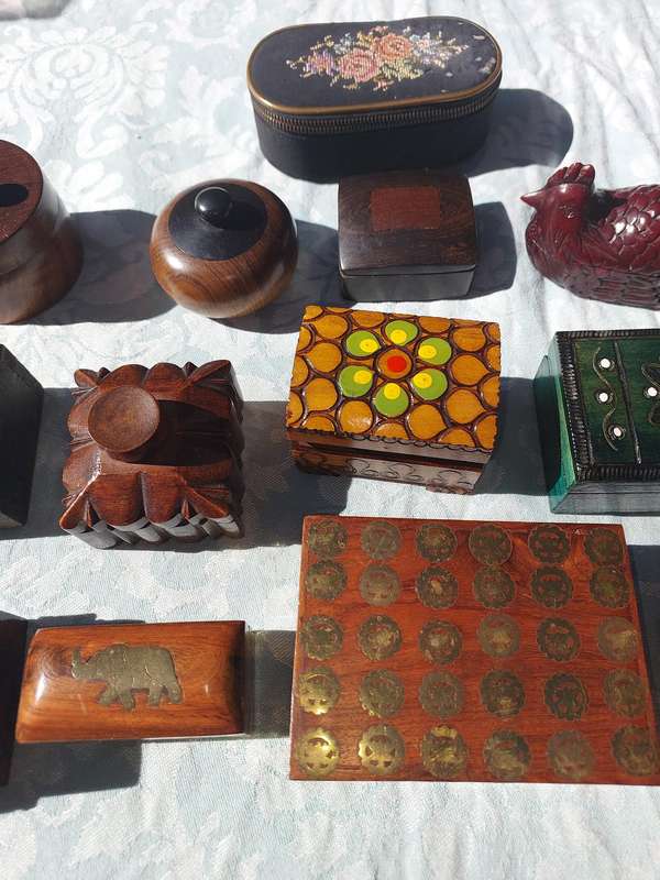 Rare Collection Trinkets Made of Wood and Brass