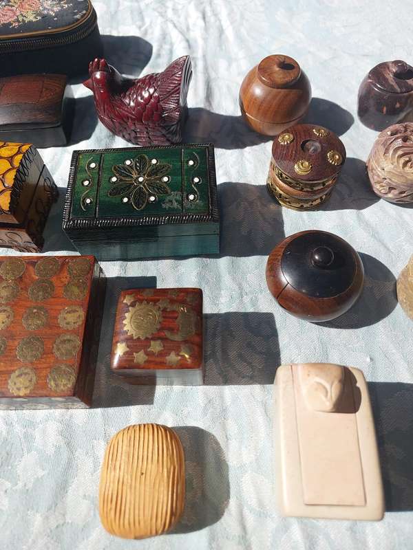 Rare Collection Trinkets Made of Wood and Brass