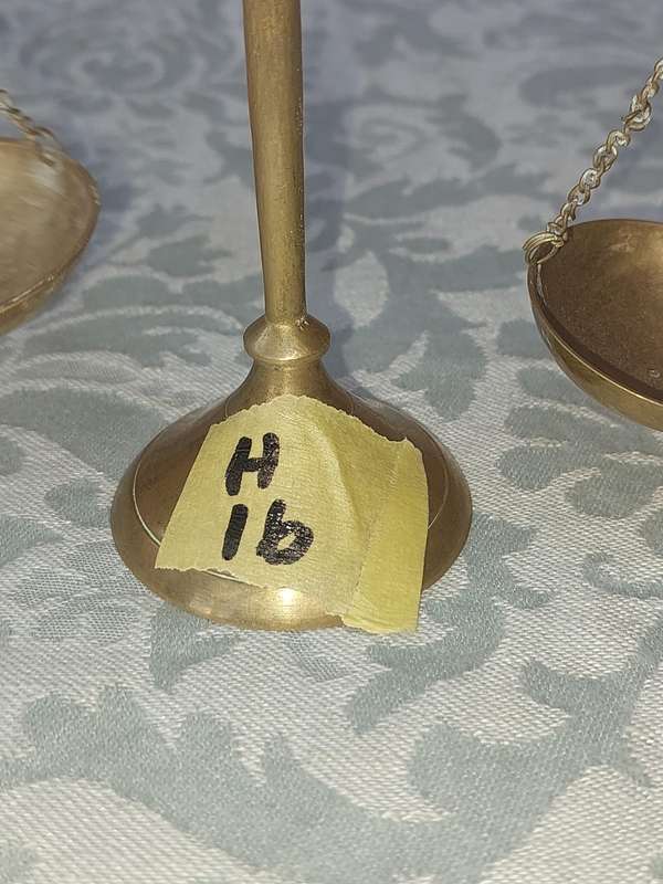 A VINTAGE ART DECOR BRASS ORNAMENTAL SCALE BALANCE SOLD AS IS