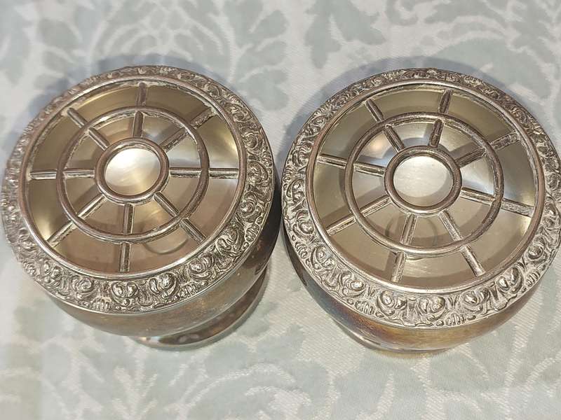 Vintage Rose Bowls - English Silverplate Pedestal and Caithness Pink Glass Posy Bowl,
