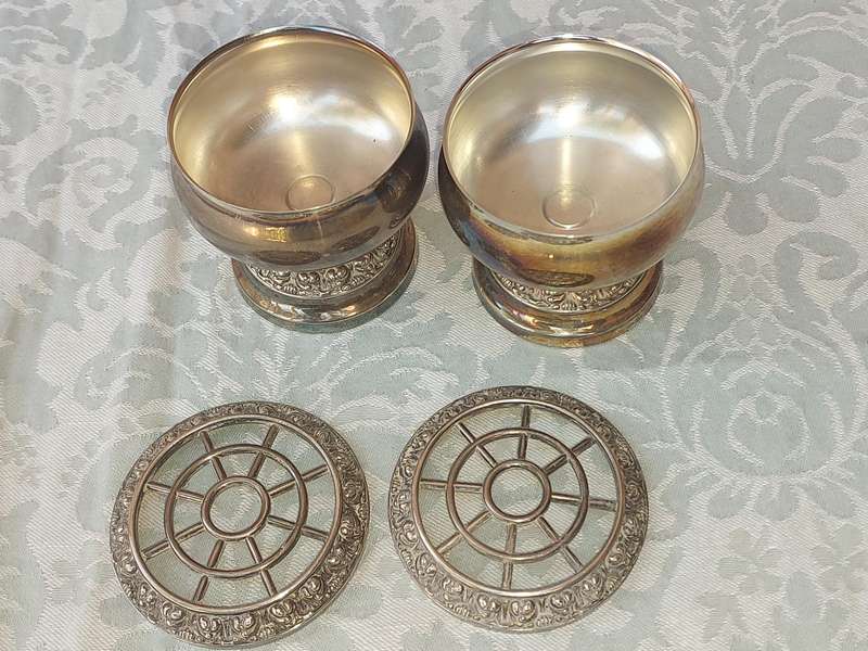 Vintage Rose Bowls - English Silverplate Pedestal and Caithness Pink Glass Posy Bowl,