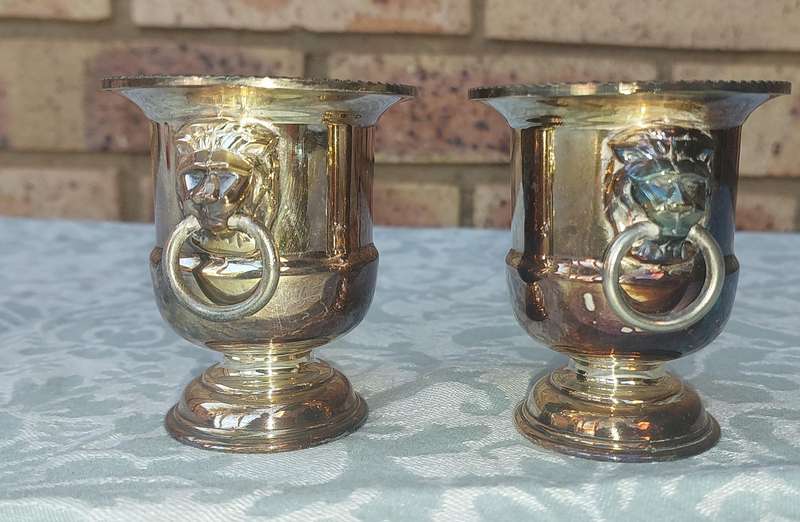A PAIR OF VINERS OF SHEFFIELD ENGLAND SILVERPLATE TOOTPICK HOLDERS SOLD S IS