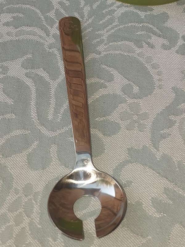 TWO DELISH S A & P OLIVE DISHES WITH SPOONS SOLD AS IS