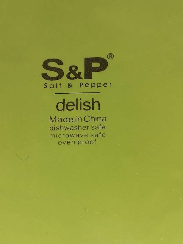 TWO DELISH S A & P OLIVE DISHES WITH SPOONS SOLD AS IS