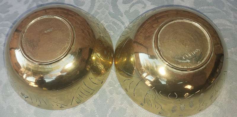 TWO ART DECOR BRASS PEANUT BOWLS SOLD AS IS R150