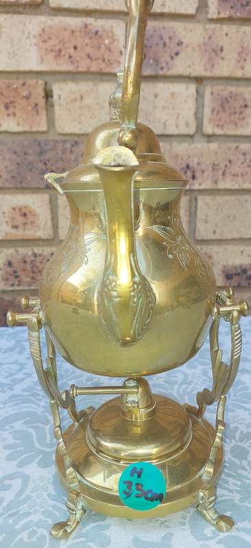 Vintage Brass and Silver Plated Tipping Teapot sold as is