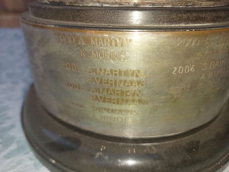 A large vintage floating trophy tennis winners sold s is