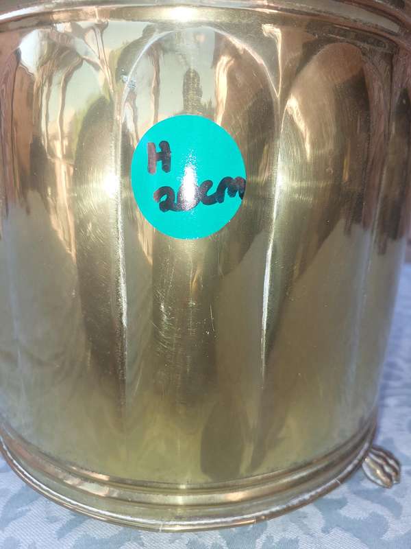 Vintage Round Brass Planter with Ornate Feet sold as is