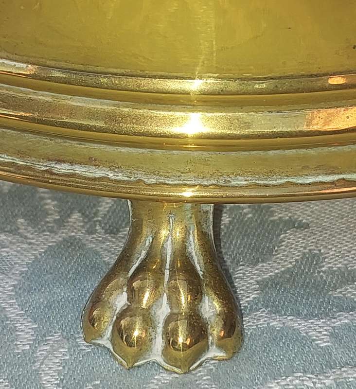 Vintage Round Brass Planter with Ornate Feet sold as is