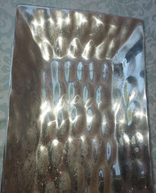 A SI COMO NO MEXICAN HAND CRAFTED PEWTER SERVING PLATTER SOLD AS IS