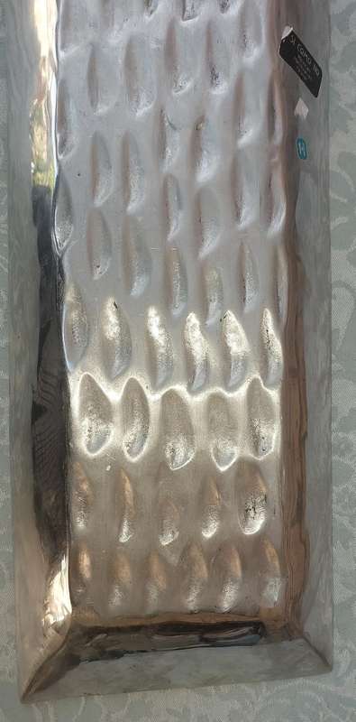 A SI COMO NO MEXICAN HAND CRAFTED PEWTER SERVING PLATTER SOLD AS IS
