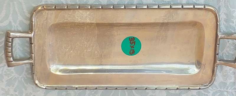 AN ART DECOR HAND MADE IN INDIA PEWTER SERVING PLATTER SOLD S IS