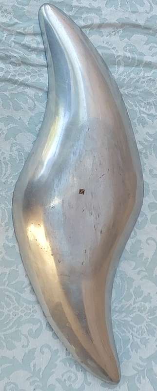 AN ART DECOR HAND MADE IN INDIA PEWTER SERVING PLATTER SOLD AS IS
