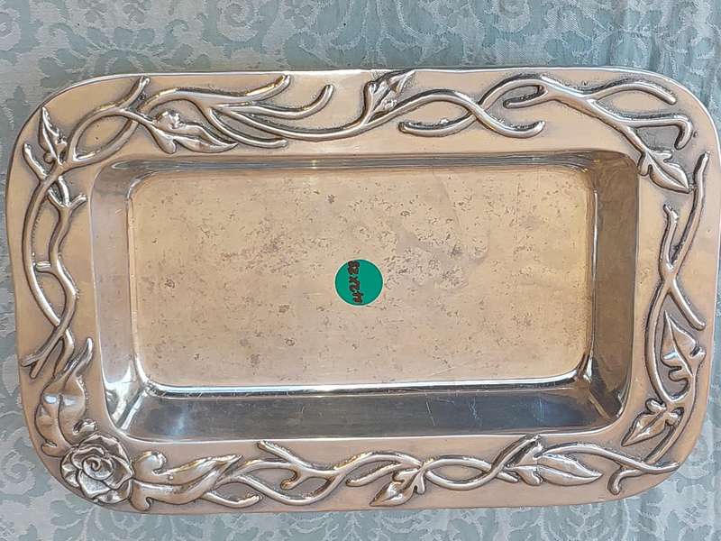 AN ART DECOR PEWTER CAROL BOYES STYLE SERVING PLATTER PEWTER SOLD AS IS