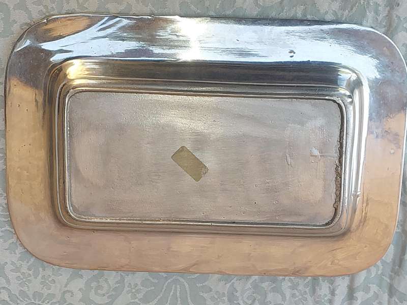 AN ART DECOR PEWTER CAROL BOYES STYLE SERVING PLATTER PEWTER SOLD AS IS