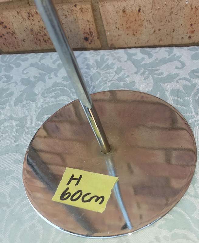 A COLLECTION OF 5 STAINLESS STEEL TABLE STANDS SOLD AS IS