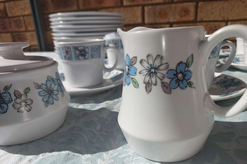 A COLLECTION OF VINTAGE PROGRESSION CHINA MODA 905 TEA CUPS SAUCERS AND DINNER PLATES 39 PIECES