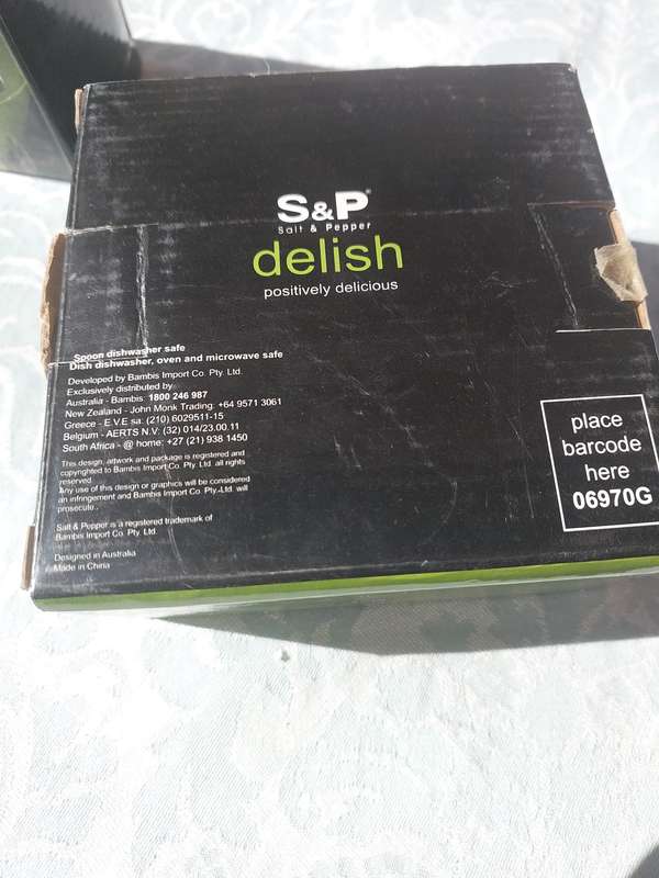 TWO DELISH S A & P OLIVE DISHES WITH SPOONS SOLD AS IS