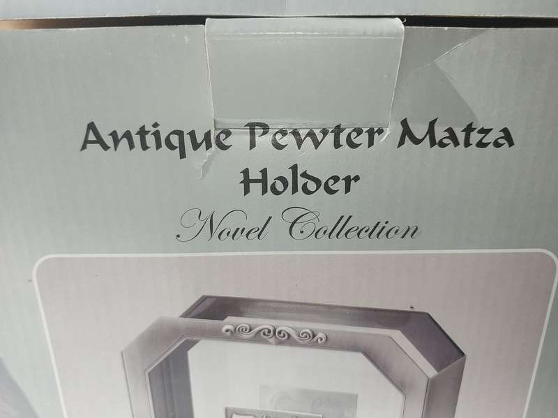 Antique Pewter And Glass Matzah Holder sold as is