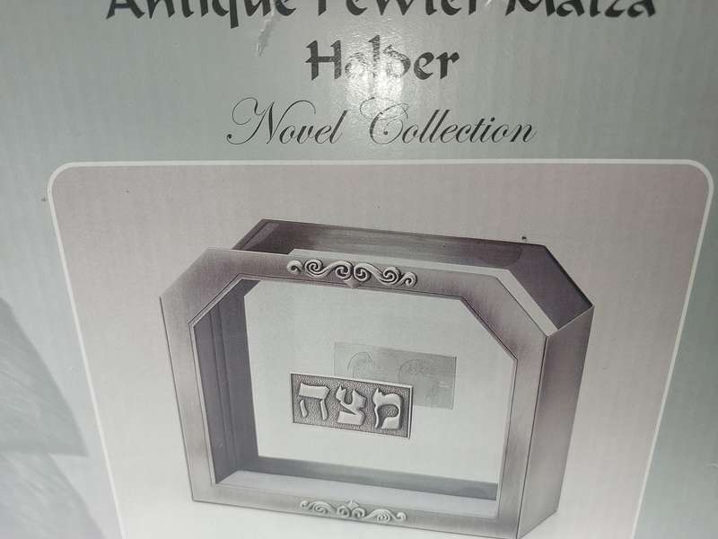 Antique Pewter And Glass Matzah Holder sold as is