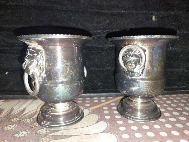 A PAIR OF VINERS OF SHEFFIELD ENGLAND SILVERPLATE TOOTPICK HOLDERS SOLD S IS