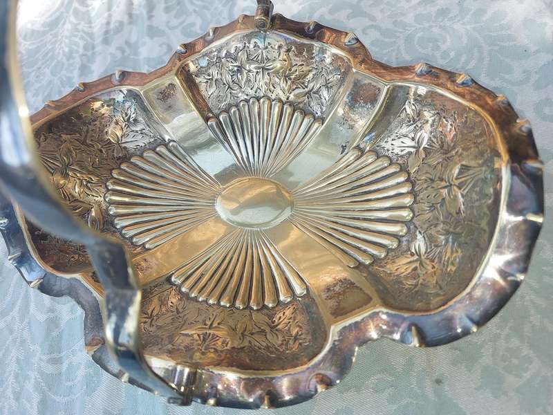 A VICTORIAN SILVER PLATED EPNS WEDDING BASKET TRAY SOLD AS IS