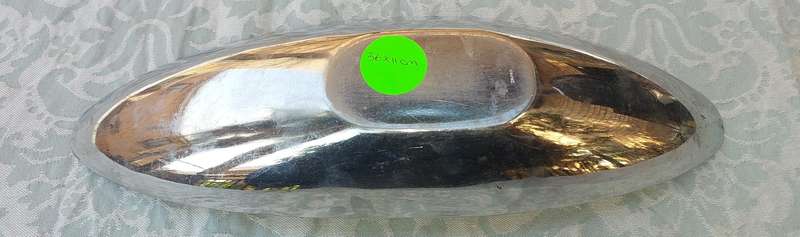 AN OVAL MADE IN JAPAN PEWTEL SERVING TRAY SOLD AS IS