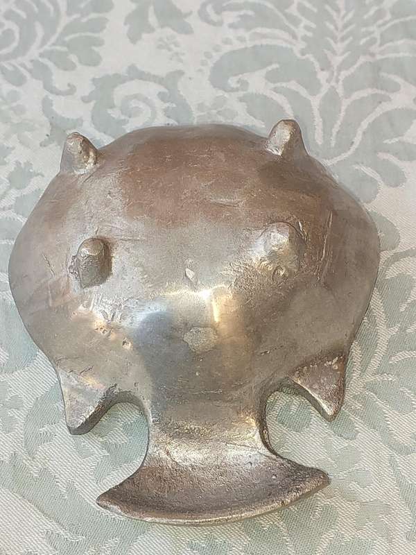 A VINTAGE CAROL BOYES STYLE PEWTER FISH BOWL SOLD AS IS