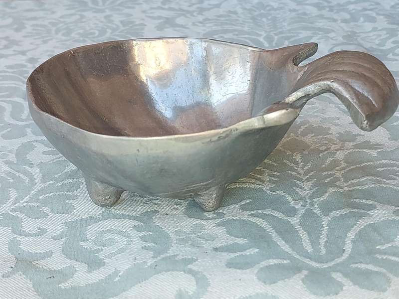 A VINTAGE CAROL BOYES STYLE PEWTER FISH BOWL SOLD AS IS
