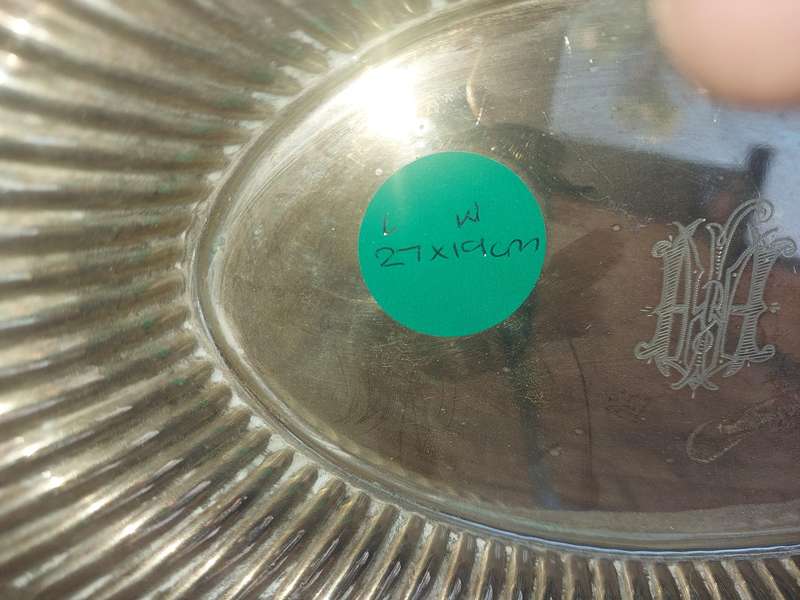 A vintage silver plated bon bon serving tray  with a handle sold as is