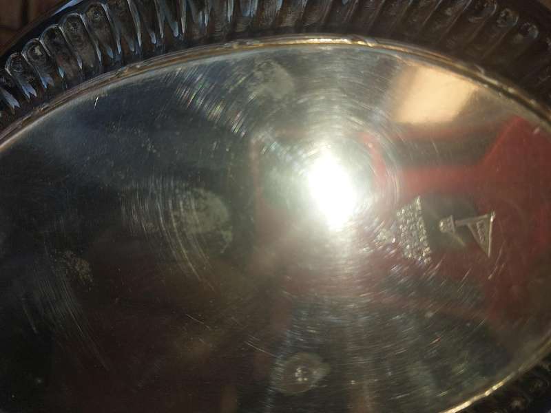 A vintage silver plated bon bon serving tray  with a handle sold as is
