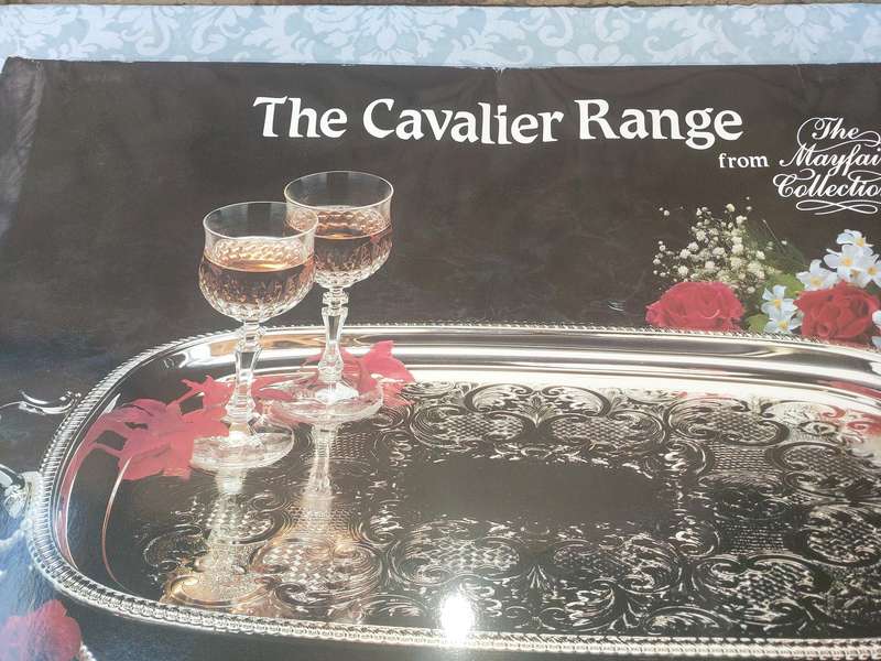 A VIRTUALLY BRAND NEW CAVALIER RANGE SILVER PLATED SERVING TRAY SOLD AS IS