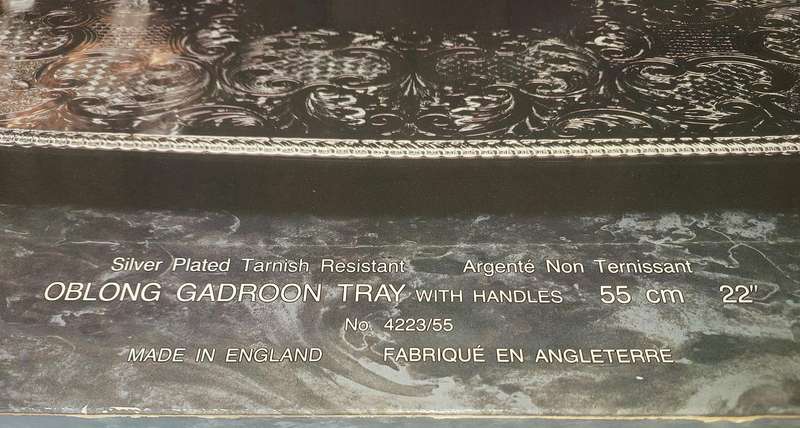 A VIRTUALLY BRAND NEW CAVALIER RANGE SILVER PLATED SERVING TRAY SOLD AS IS