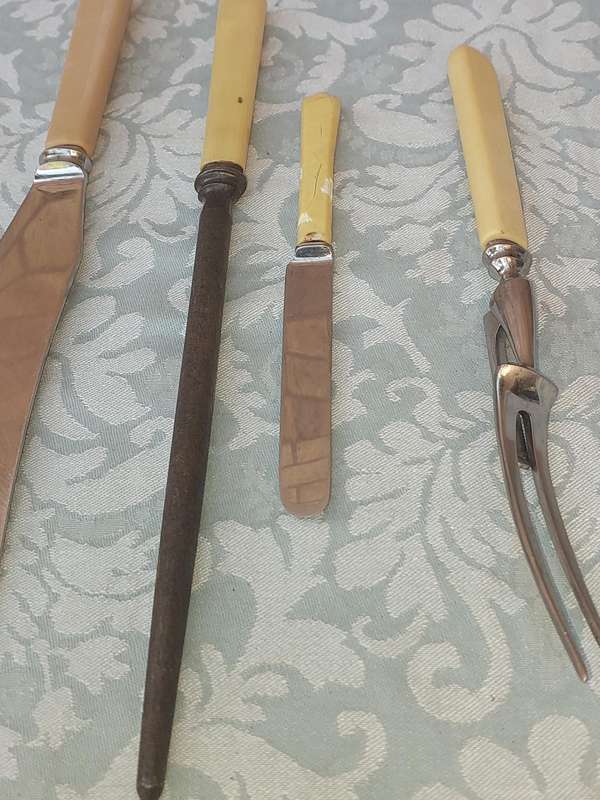 A COLLECTION OF VINTAGE AND ANTIQUE BONE HANDLED CUTLERY