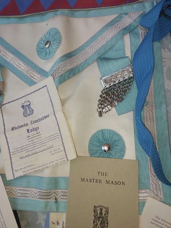 A COLLECTION OF MAISONIC RAGALIA AND BOOKS ,THE LODGE, SOLD AS IS