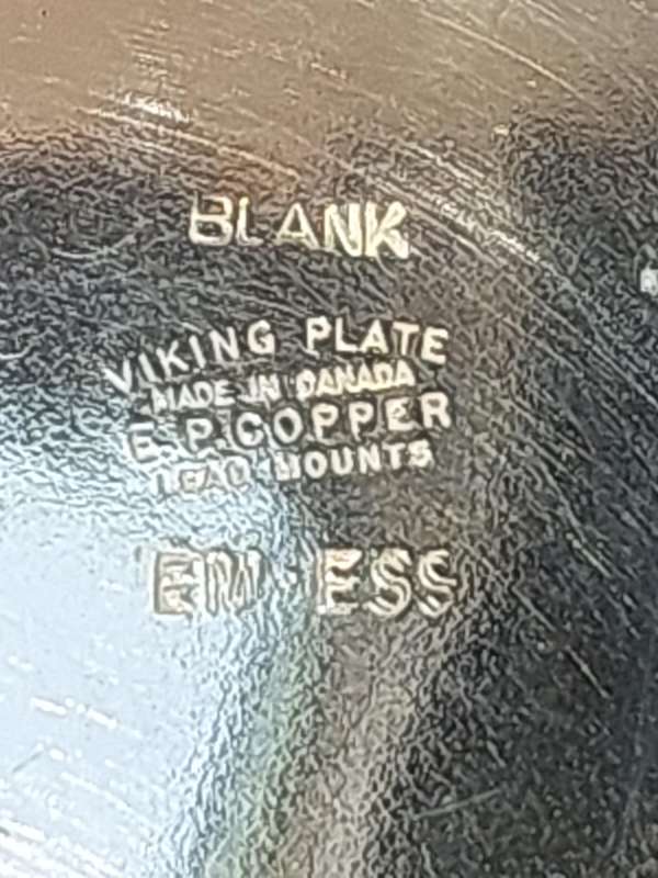 A VINTAGE BLANK VIKING PLATE MADE IN CANADA EM.ESS  EP ON COPPER TEA JUG SET WITH ONE JUG HANDLE LOO