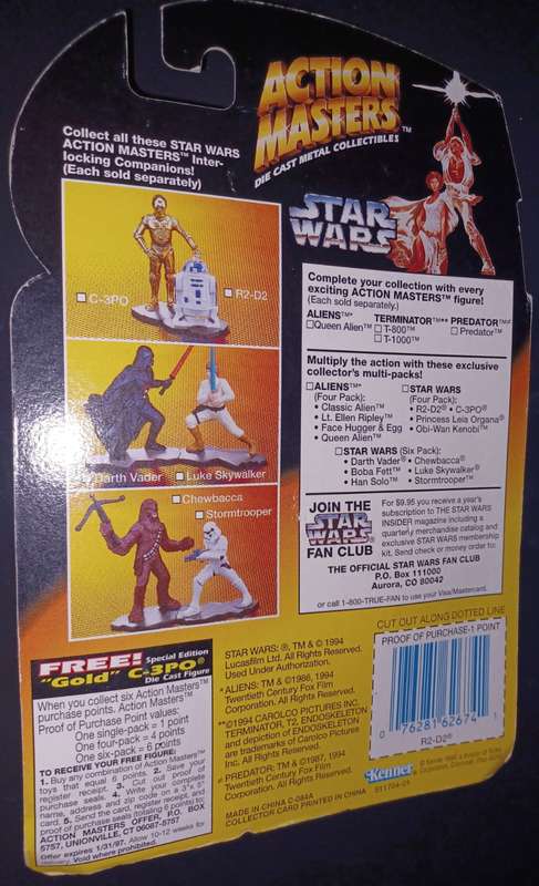 Star Wars R2-d2 Action Masters Die Cast Metal Collectible Kenner 1994 R2d2