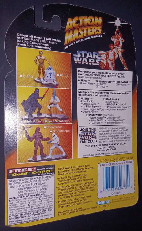 Kenner 1994 Star Wars Action Masters C3po Die Cast Metal Figure