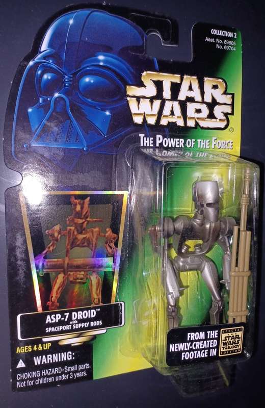 Star Wars PotF ASP-7 Droid Rare Hologram Cardback Kenner '96
