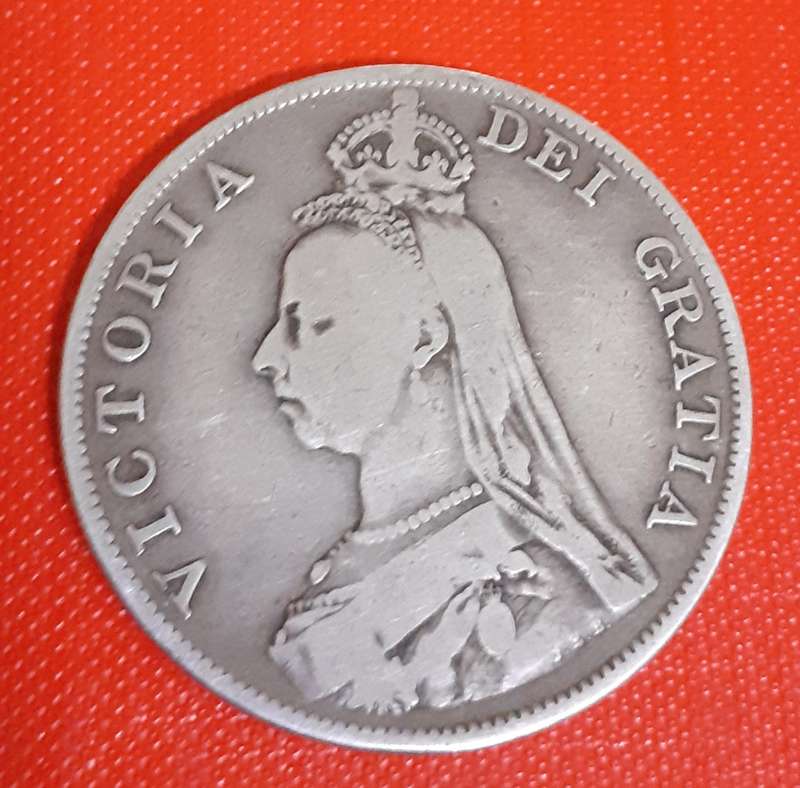 Great Britain, Victoria,.925 silver, 22gr Double Florin 1887, Arabic 1, scarce.