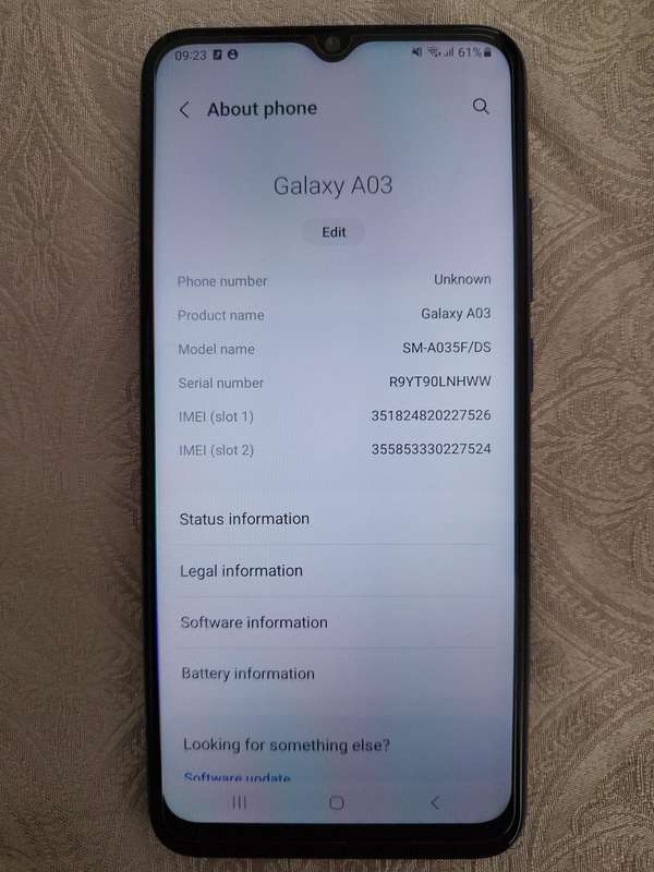 Samsung A03 32gb ROM, 3gb RAM 48mp camera dual sim