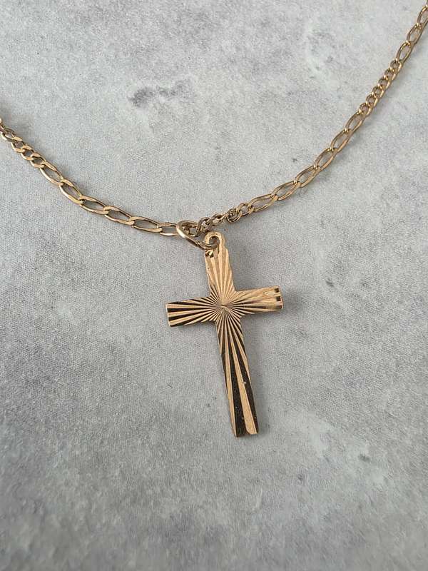9ct Gold Necklace with Cross Pendant - Hallmarked - Made in Germany