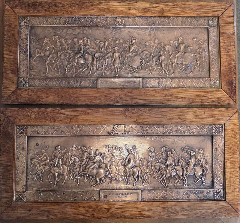 19Th Century Very Rare Coper Ingraved plagues. The Canterbury Tales & Cavalade Proceeding Robin Hoo